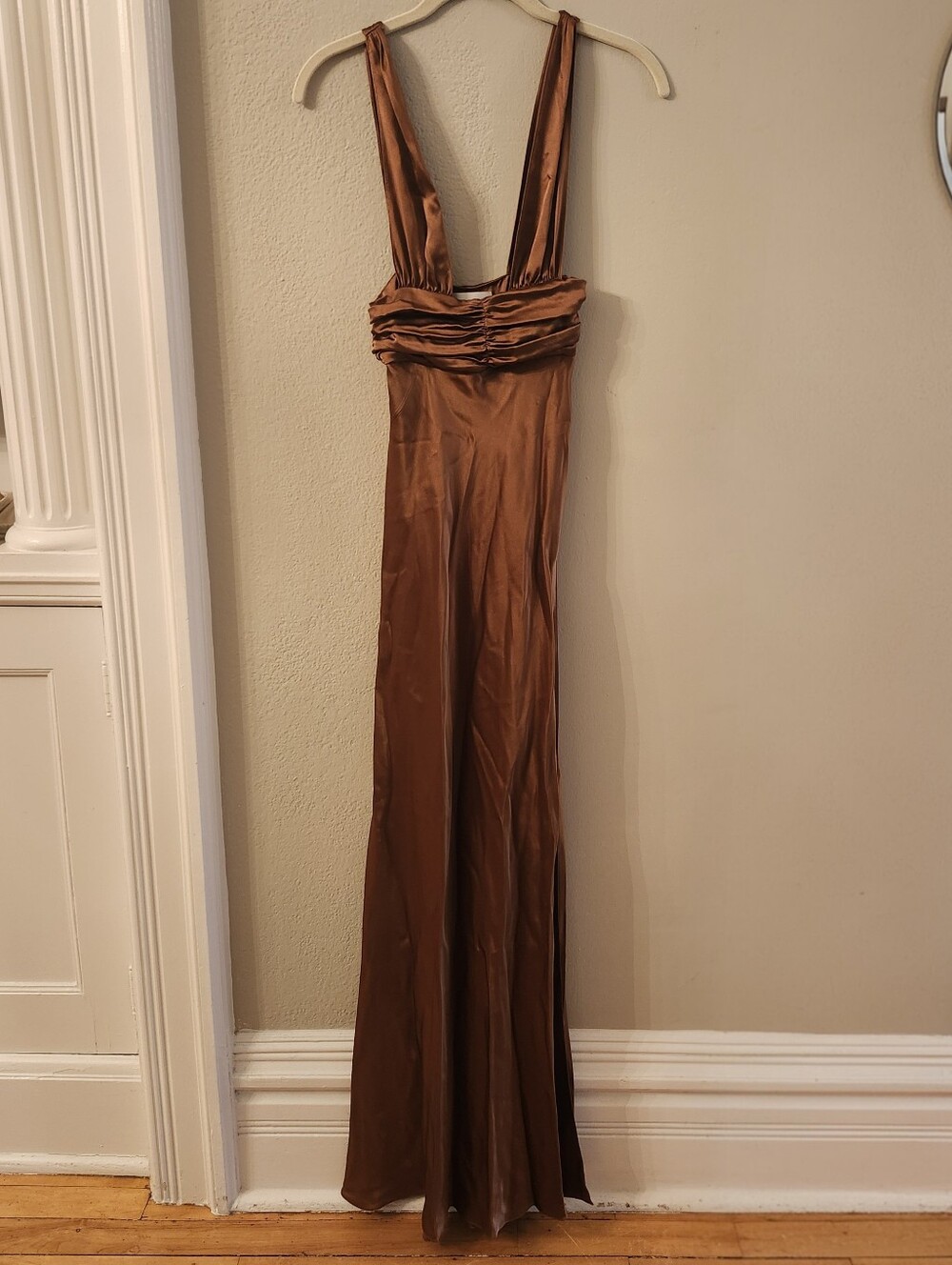 Two Bodies Kasey Dress In Mocha, XXS, Silk